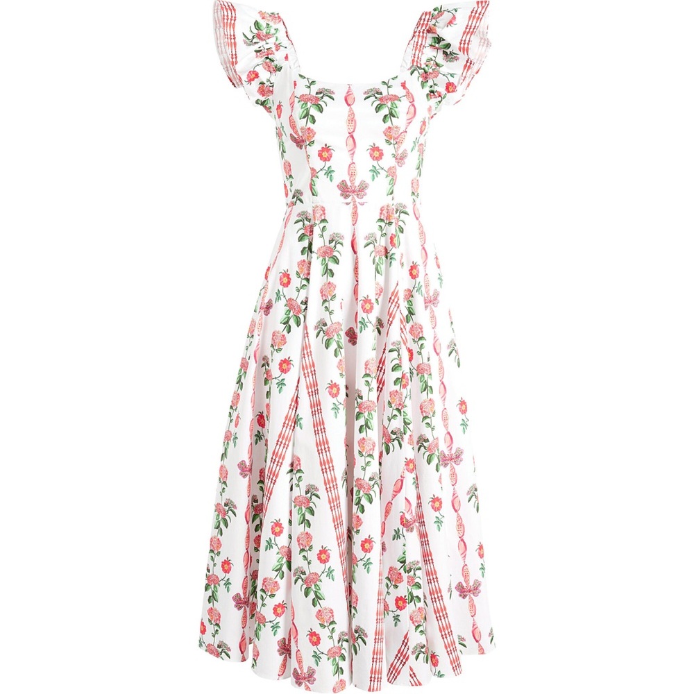Hill House Daphne Dress Red Shell Vine Stripe Small